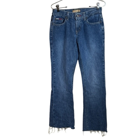Tommy Hilfiger Vintage Bootcut Raw Hem Low Rise Jean Denim Flag Logo Size 28" - Picture 8 of 8